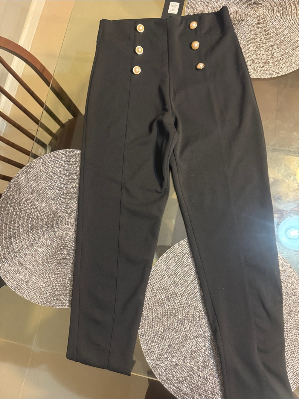 Forever 21 Black High-Waist Men's Pants with Gold Buttons